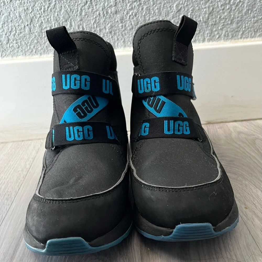 UGG Kids Black‎ Boots with Blue Accents